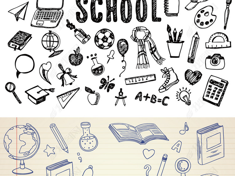 2018手绘涂鸦重返校园教育培训行业图案矢量