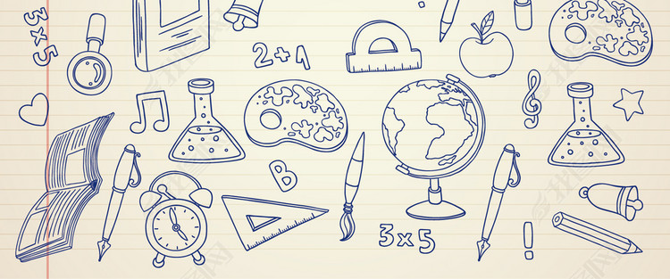 2018手绘涂鸦重返校园教育培训行业图案矢量