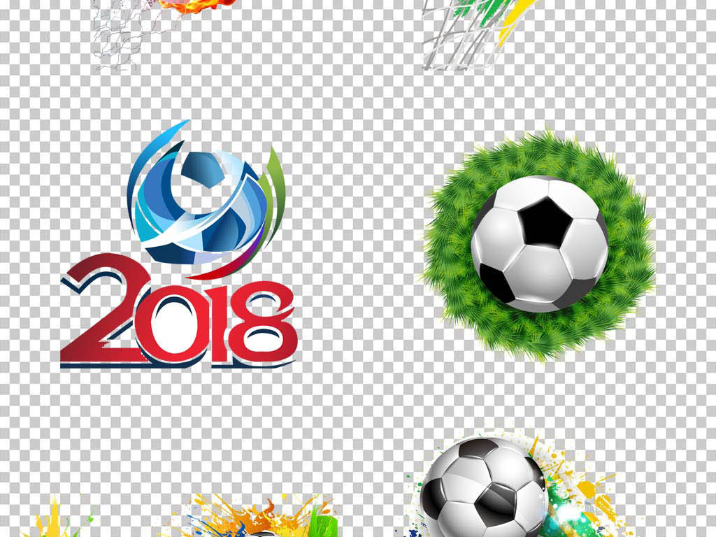2018世界杯踢足球运动人物剪影素材