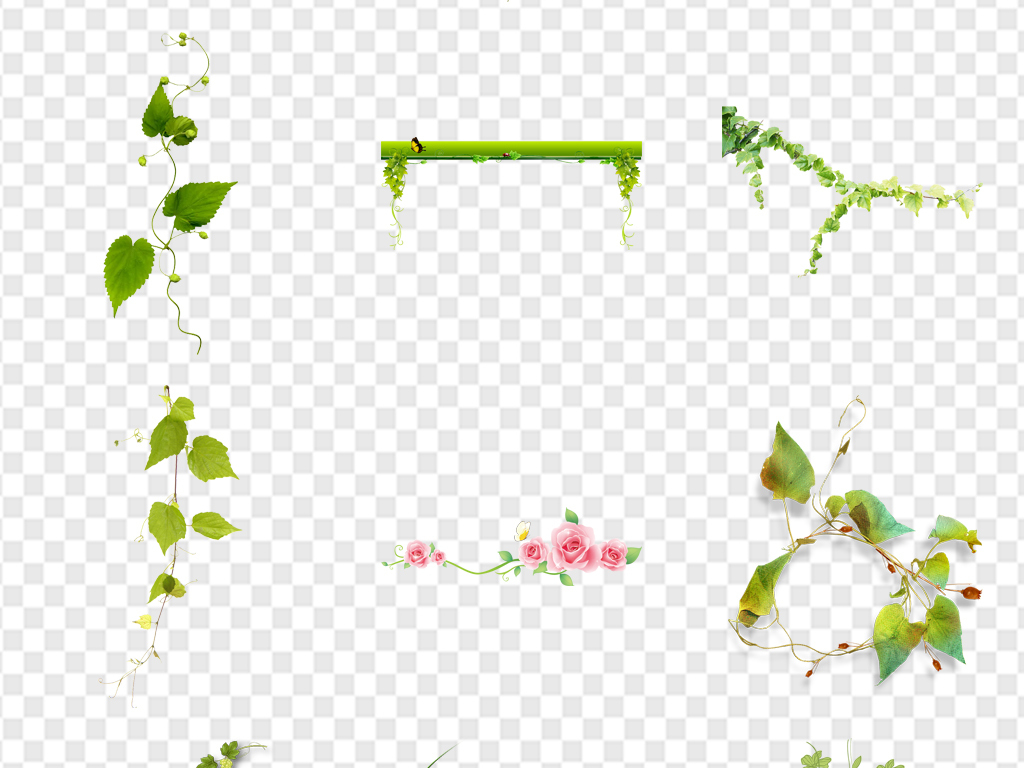 绿色树藤树叶花藤藤蔓PNG免扣素材