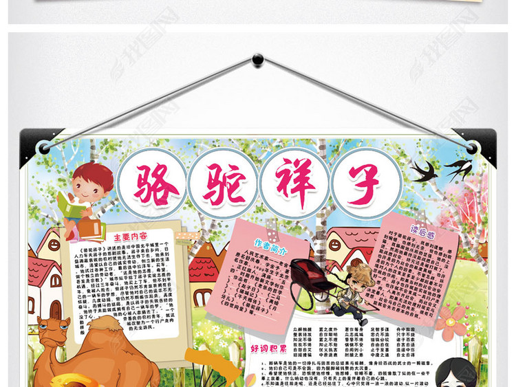 骆驼祥子小报读书读后感亲子阅读手抄小报素材