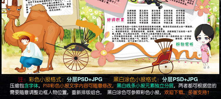 骆驼祥子小报读书读后感亲子阅读手抄小报素材