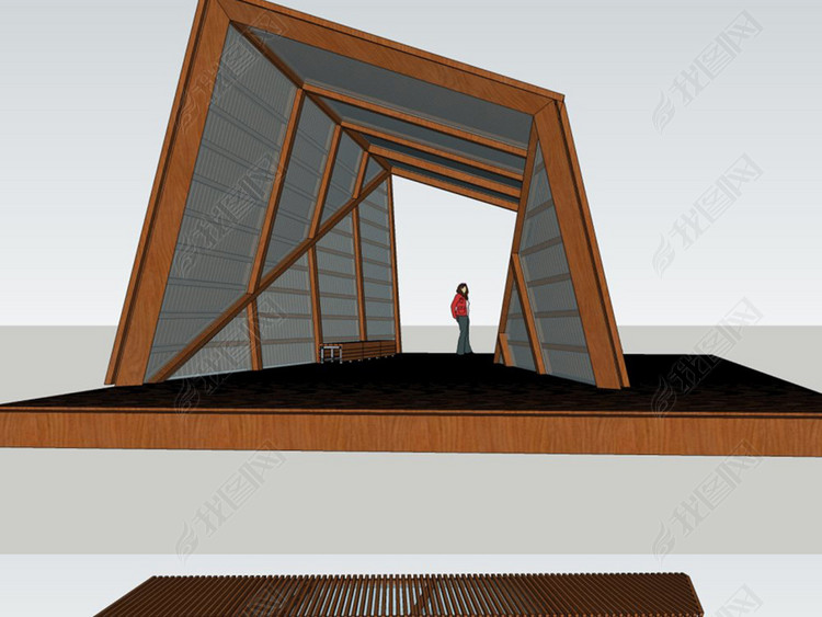 现代公园广场住宅小区廊架设计