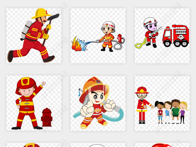 卡通动漫救火消防员漫画人物png免扣素材