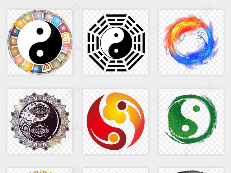 中国风水墨太极八卦图标志算命风水png免扣素