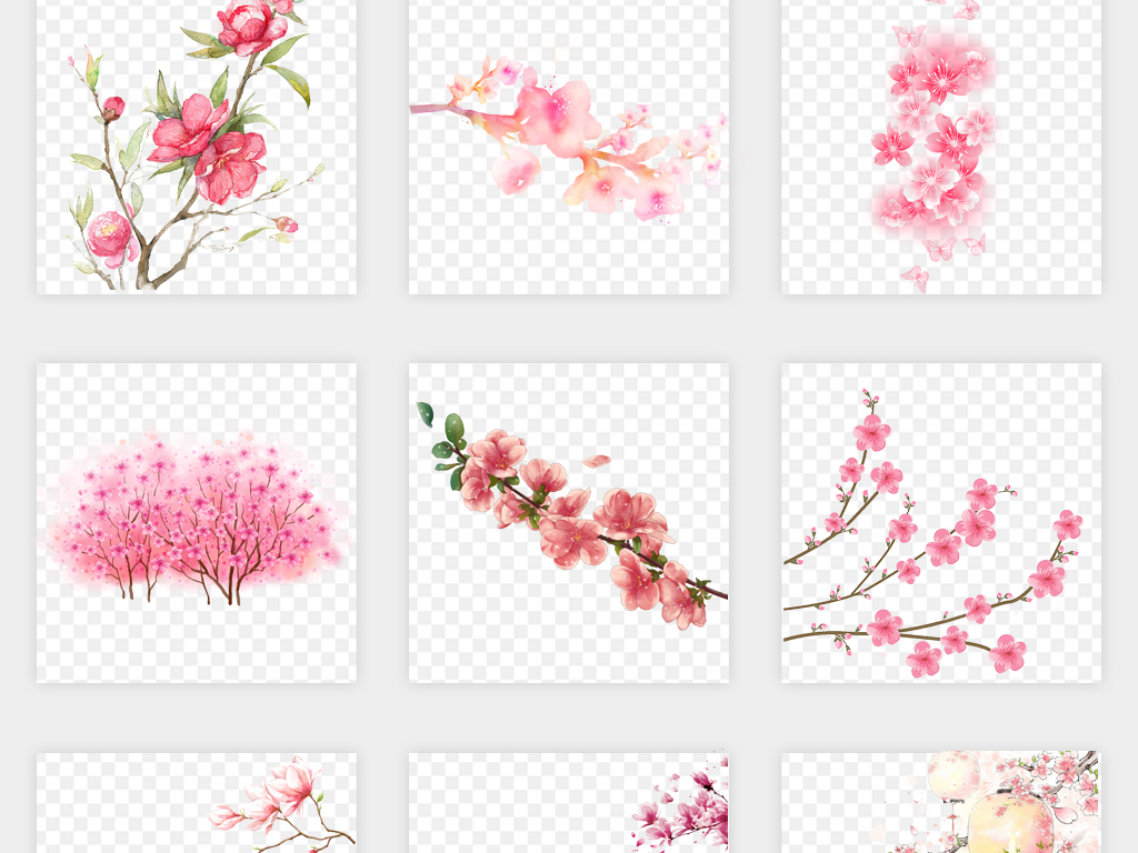 三生三世十里桃花唯美手绘卡通漂亮粉红色树枝动态桃花花瓣飘落