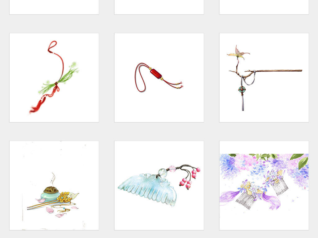 独立PNG\/古风玉佩笛子簪子乐器