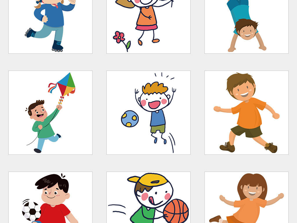 AI\/独立PNG\/卡通小学生儿童小孩踢足球运动体