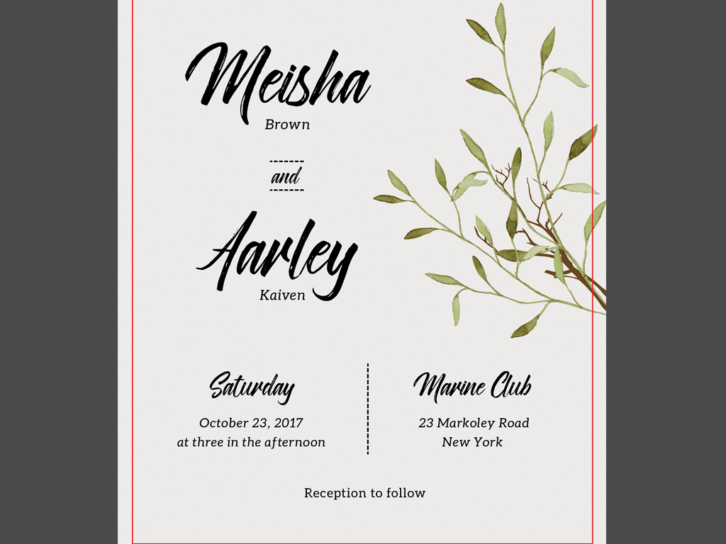 手绘花纹背景宴会酒会婚礼邀请函海报设计