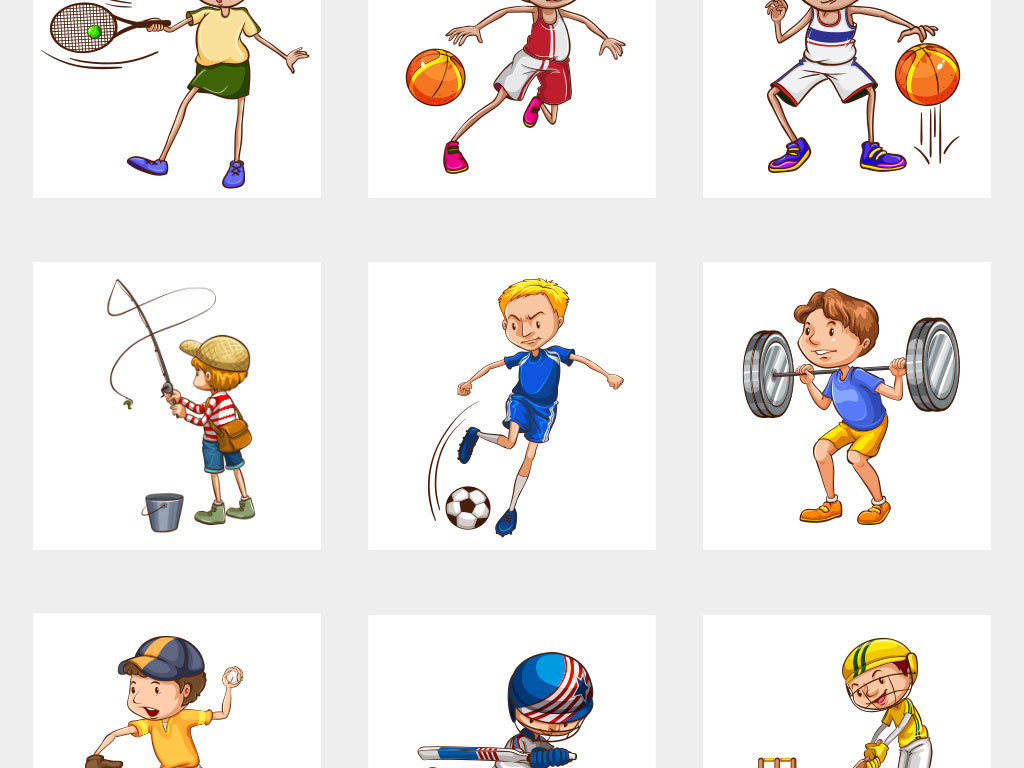 设计元素 人物形象 儿童 > 各种卡通孩子体育运动矢量素材  素材图片