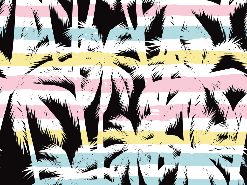 热带海岛椰树无缝家纺印花