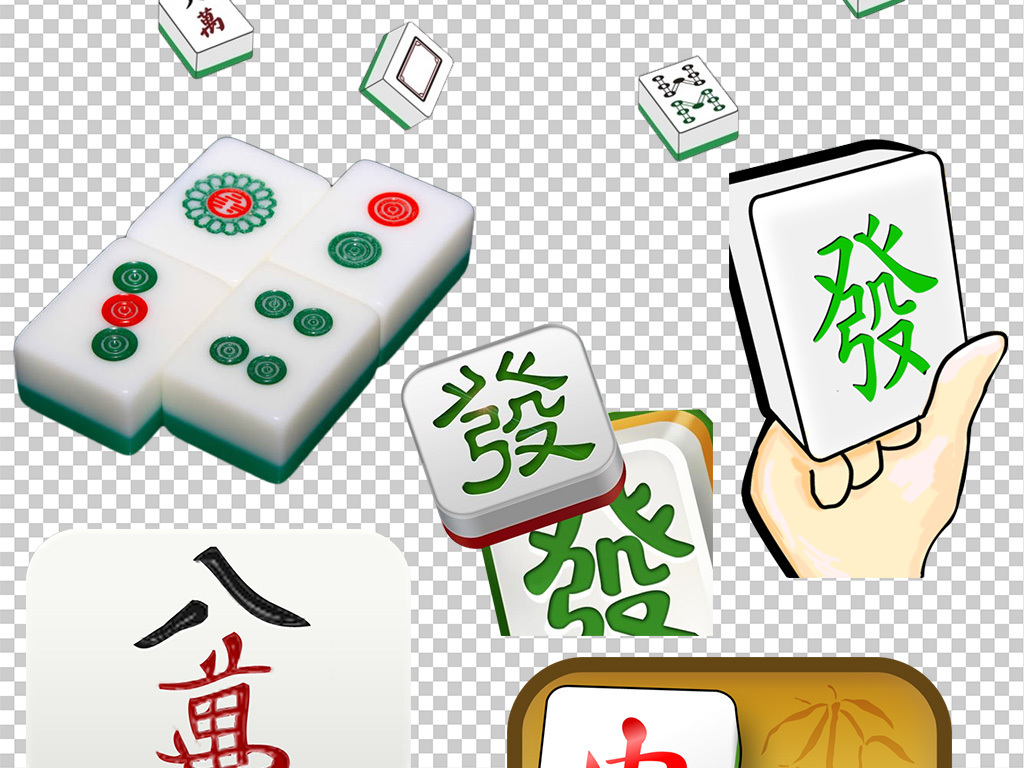 卡通麻将打牌设计海报PNG素材