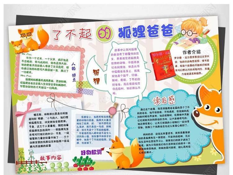 ps了不起的狐狸爸爸名著阅读后感读书小报手