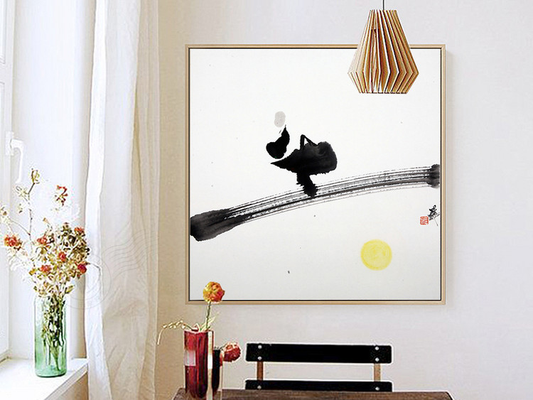 新中式和尚沙弥抽象装饰画水墨禅意无框画6