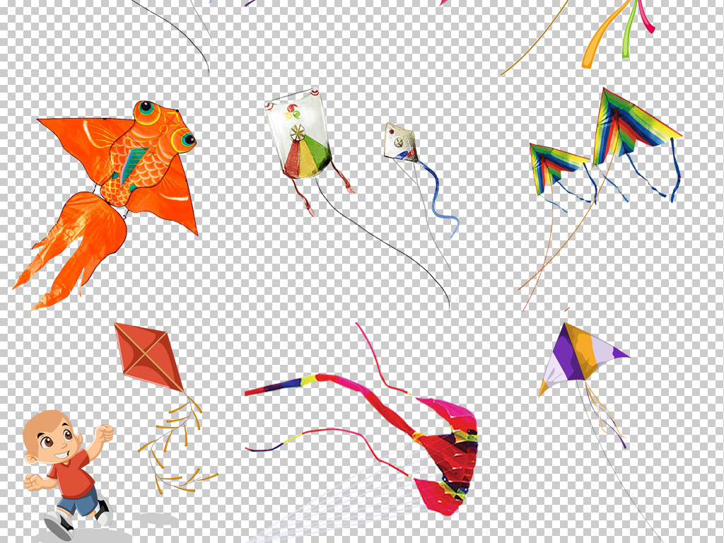 春天放风筝卡通图片小孩放三角形风筝图案