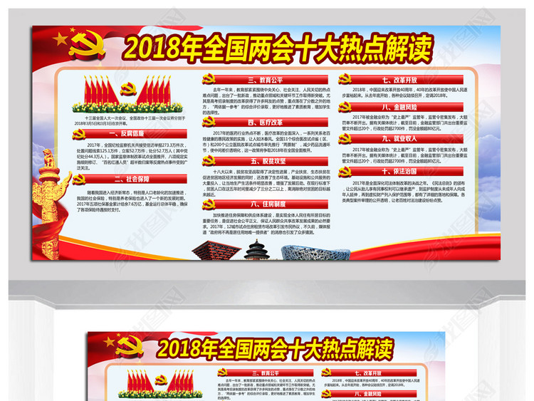 2018年全国两会十大热点解读宣传栏