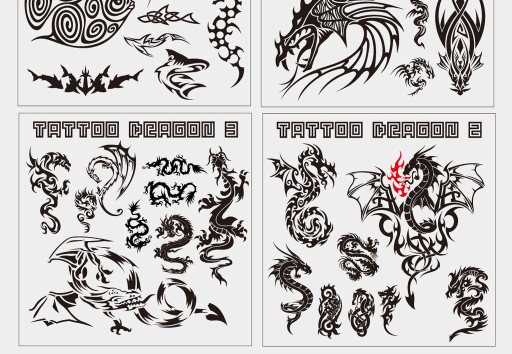 猛兽青龙纹身刺青图案