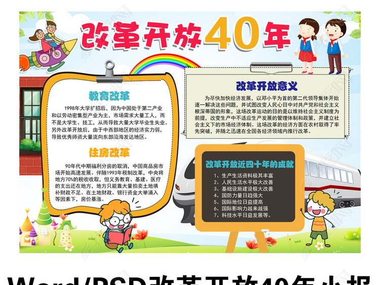 改革开放40年小报家乡手抄报祖国电子手抄报