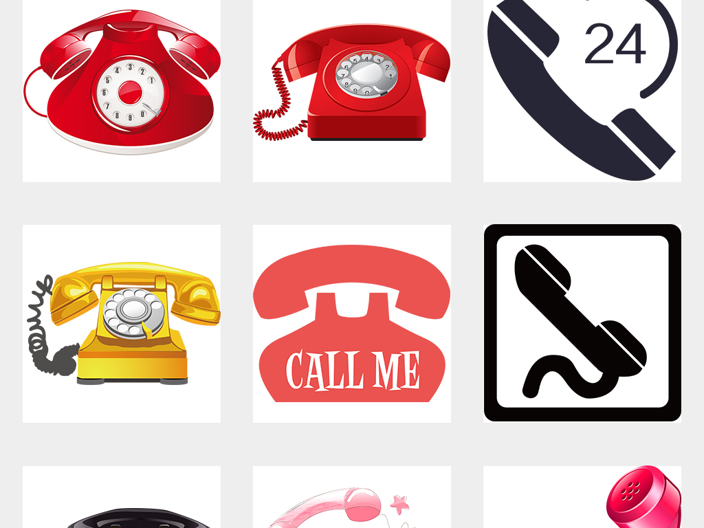 电话座机免费咨询客服热线图标设计素材PNG海报
