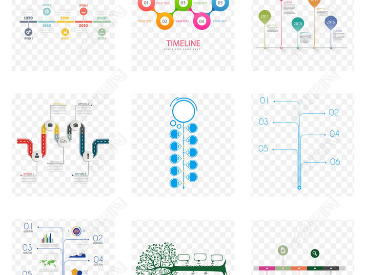 商务PPT时间轴年份列表PPT素材下载