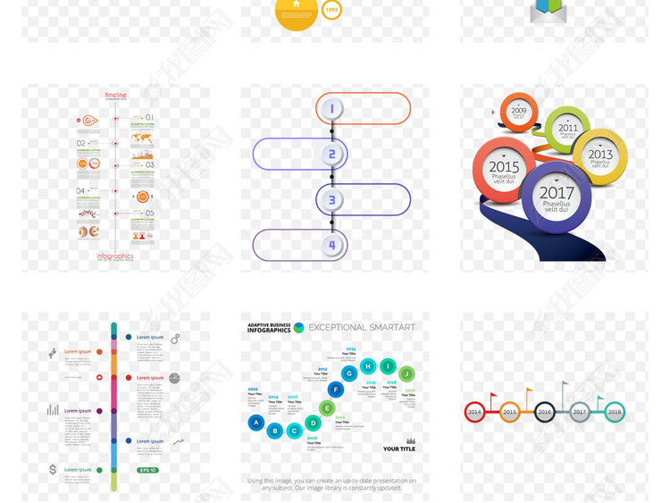 商务PPT时间轴年份列表PPT素材下载