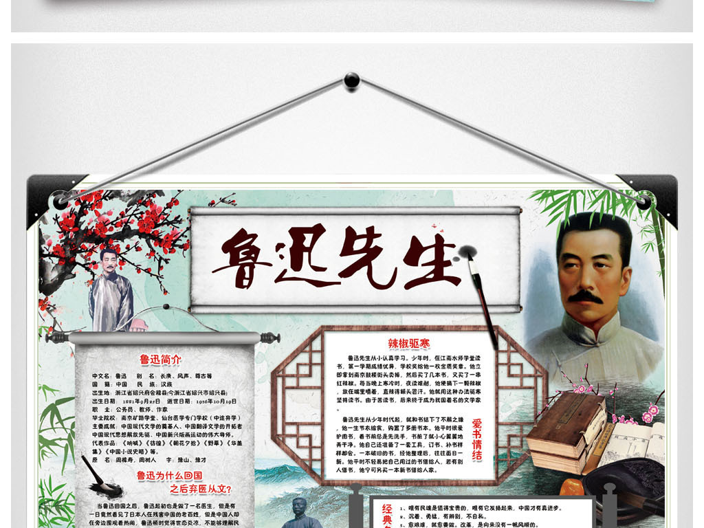 鲁迅小报中国历史文学读书名人故事手抄小报素
