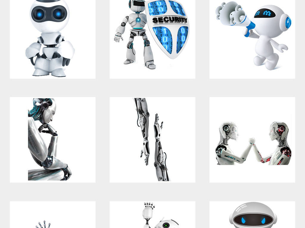 50款人工智能卡通机器人机械器材科技智能素材