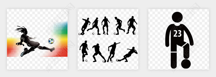 2018俄罗斯世界杯卡通踢足球的人剪影png免扣