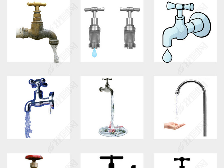 50款卡通手绘流水水龙头节约用水世界水日PN
