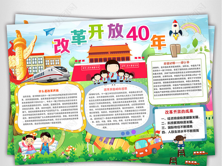 改革开放40年小报家乡变化文明城市手抄小报