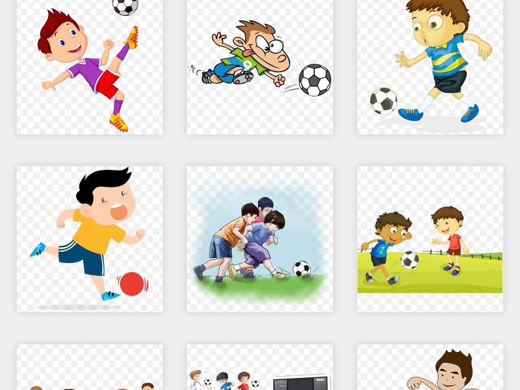 卡通儿童学生踢足球的人世界杯png免扣素材