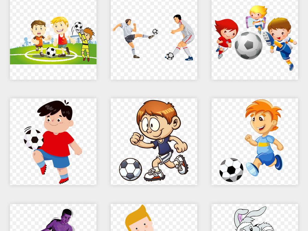 卡通儿童学生踢足球的人世界杯png免扣素材