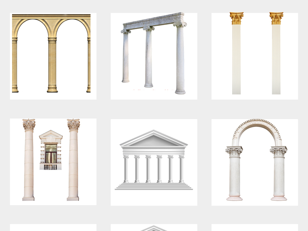 50款欧式罗马柱建筑柱子png免扣素材