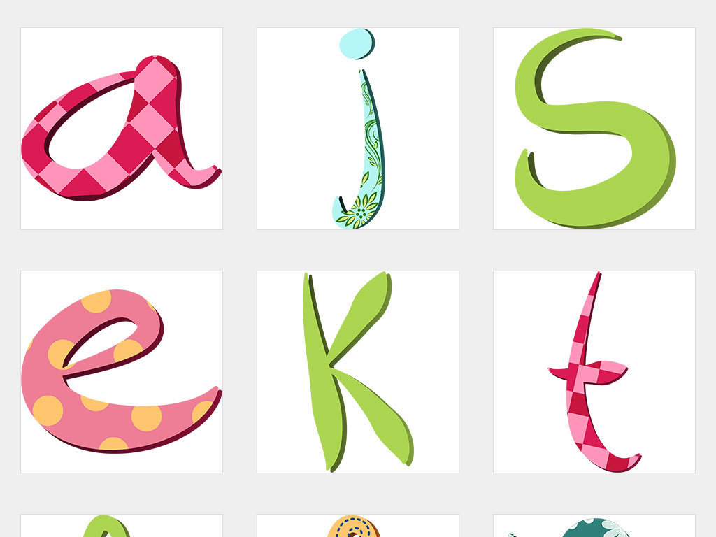 AI\/独立PNG\/春天花朵蜻蜓创意可爱小写英文字母图案