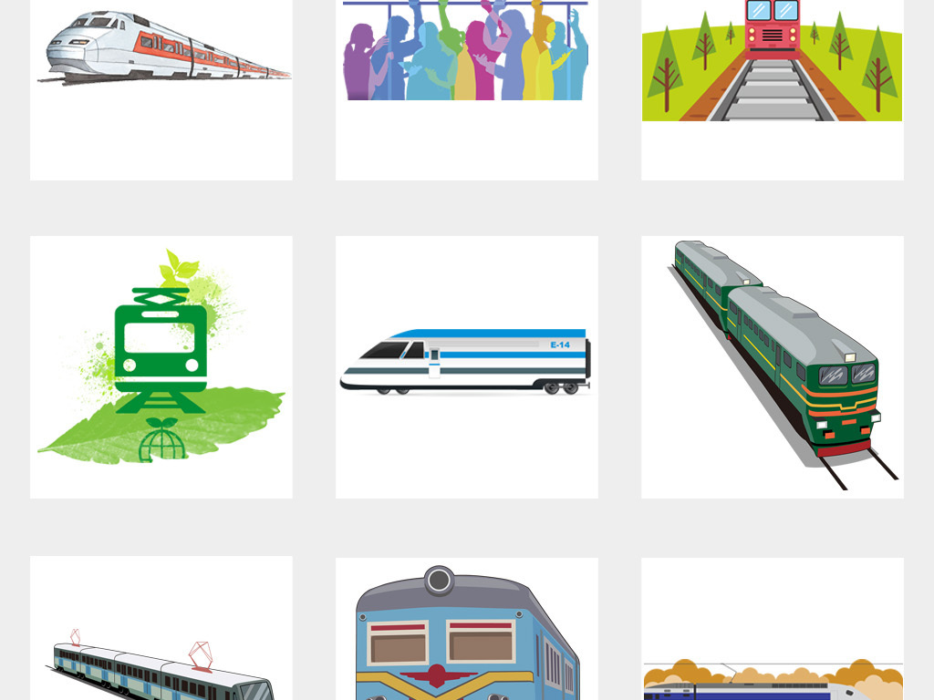 卡通手绘火车动车高铁列车图片海报png素材