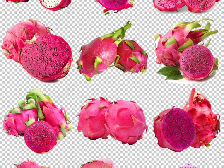 红色新鲜卡通水果火龙果PNG透明背景免抠素