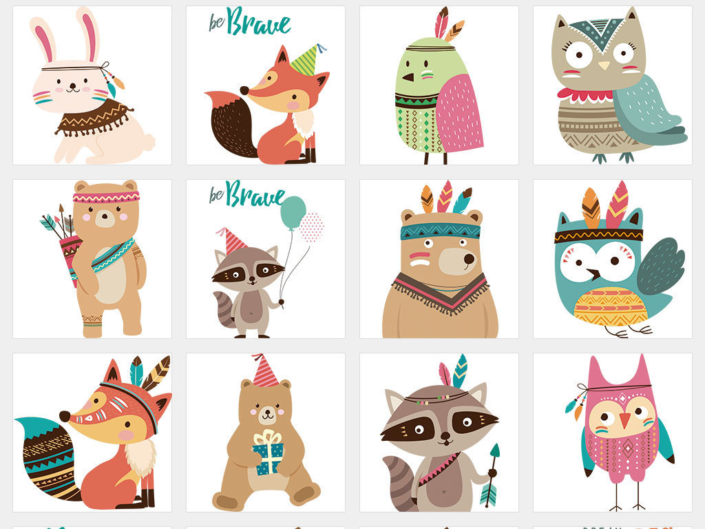 AI\/独立PNG\/北欧无框画动物无框画手绘插画装饰画