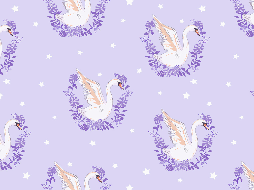 卡通小天鹅家纺印花图案