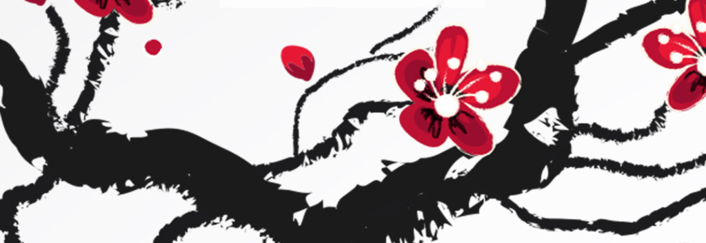 新中式日本富士山梅花工装背景墙