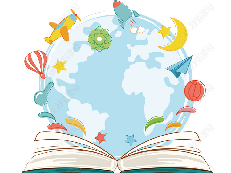 2018手绘卡通世界读书日阅读海报模版矢量素