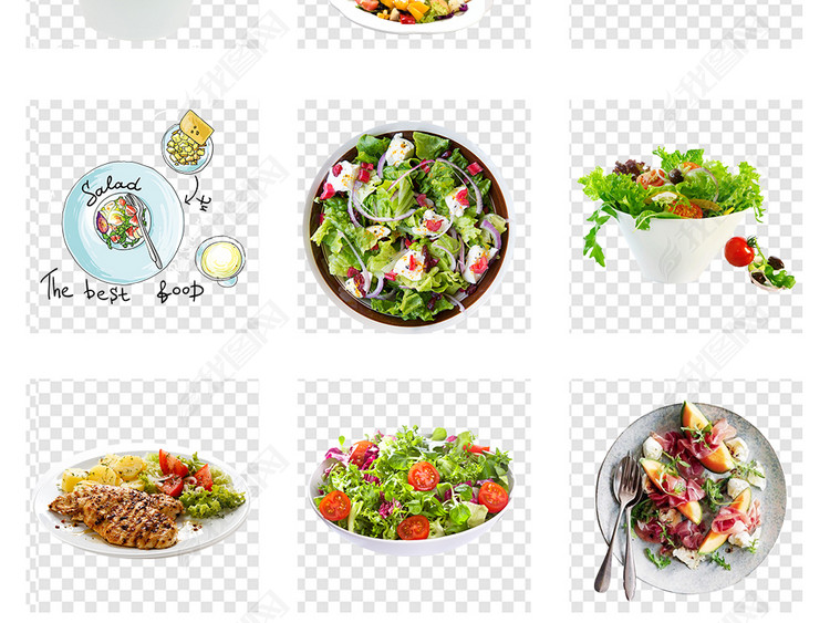 蔬菜沙拉水果沙拉减肥餐绿色健康海报素材