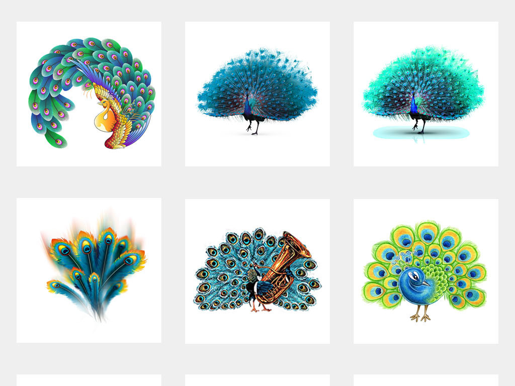 渐变镭射抖音动物孔雀开屏海报PNG元素