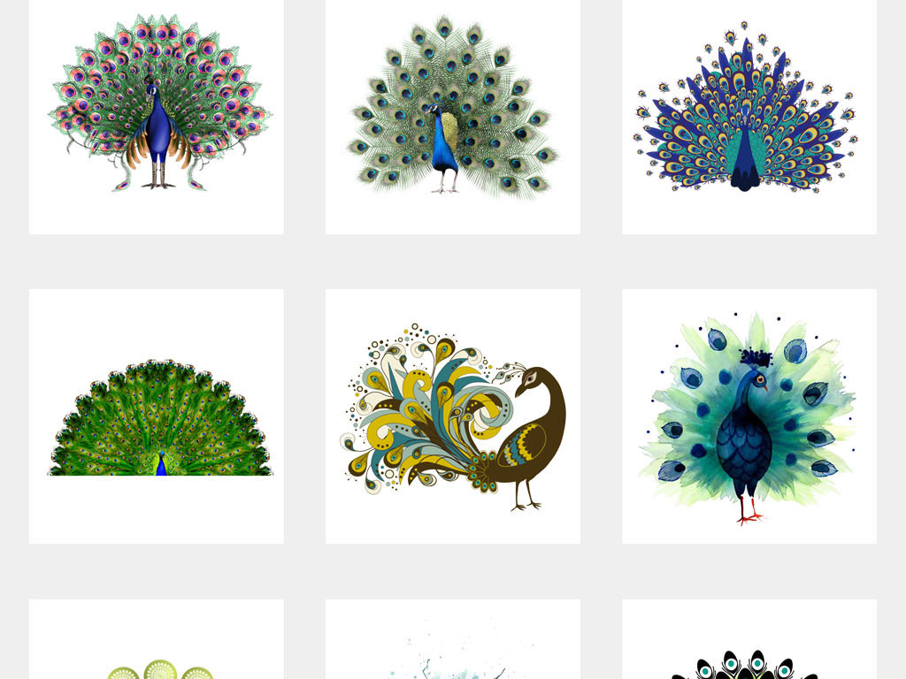 渐变镭射抖音动物孔雀开屏海报PNG元素