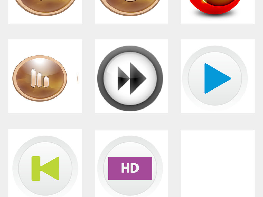 按钮图标播放按钮播放器免抠图标PNG素材