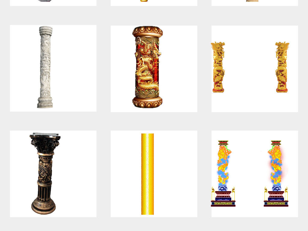 龙柱中华柱华表党建PNG免抠素材