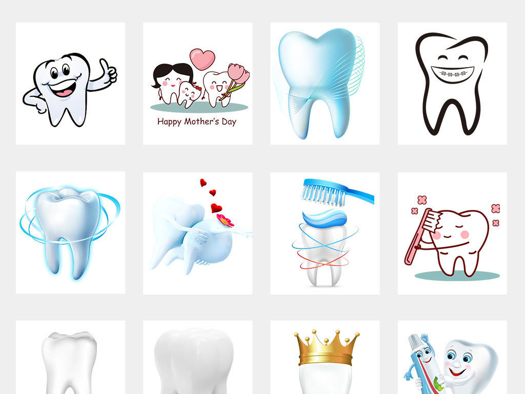 多款口腔医生牙科卡通牙齿模型png素材