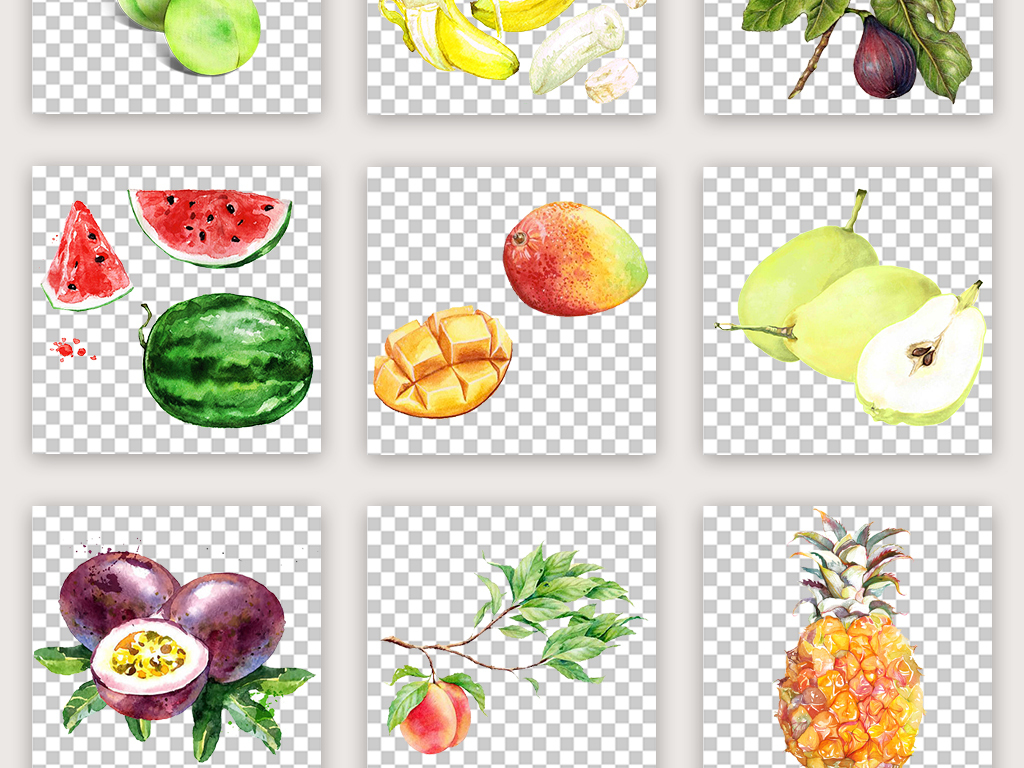 手绘卡通水果素材水果装饰png素材大全