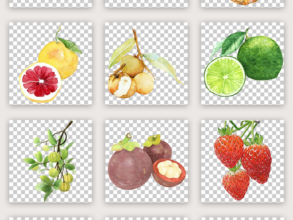手绘卡通水果素材水果装饰png素材大全