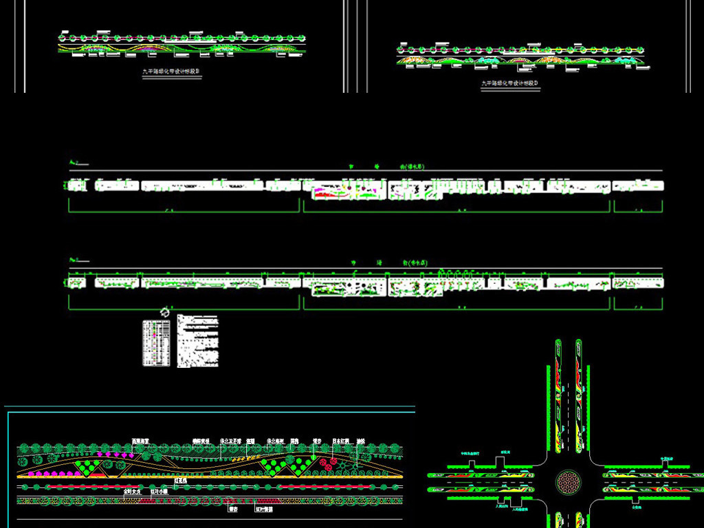 公路规划绿化cad图平面设计图下载(图片56.78mb)_花坛