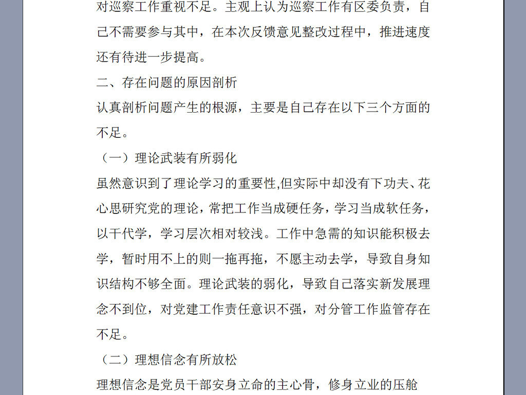 巡视整改落实情况报告